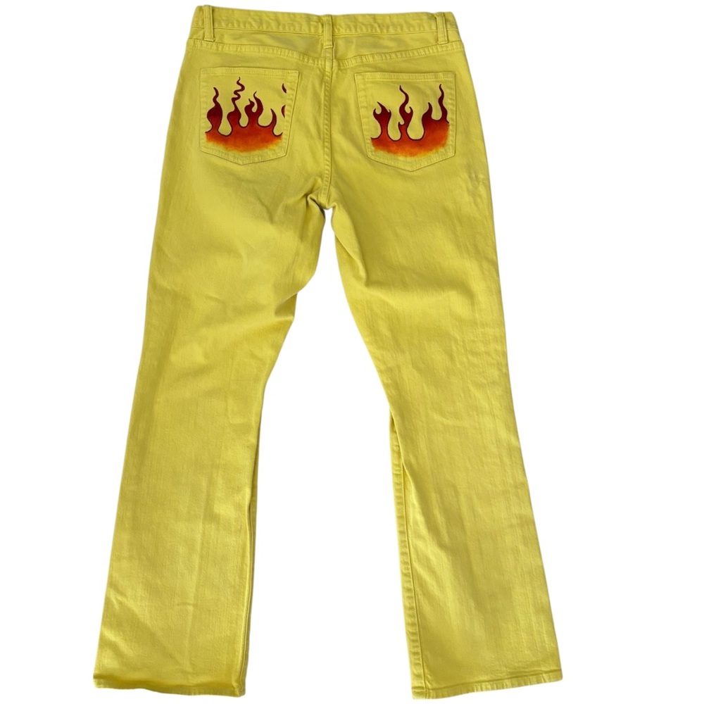 Yellow Bootcut Jeans w/ Hand-Painted Flames J.Crew Size 32S
